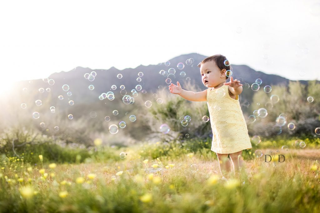 Baby Girl with Bubbles