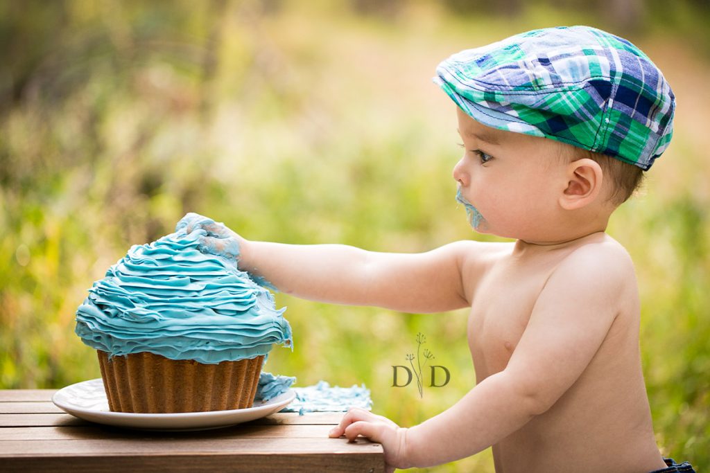 Cake Smash Photos Blue Cake with Boy