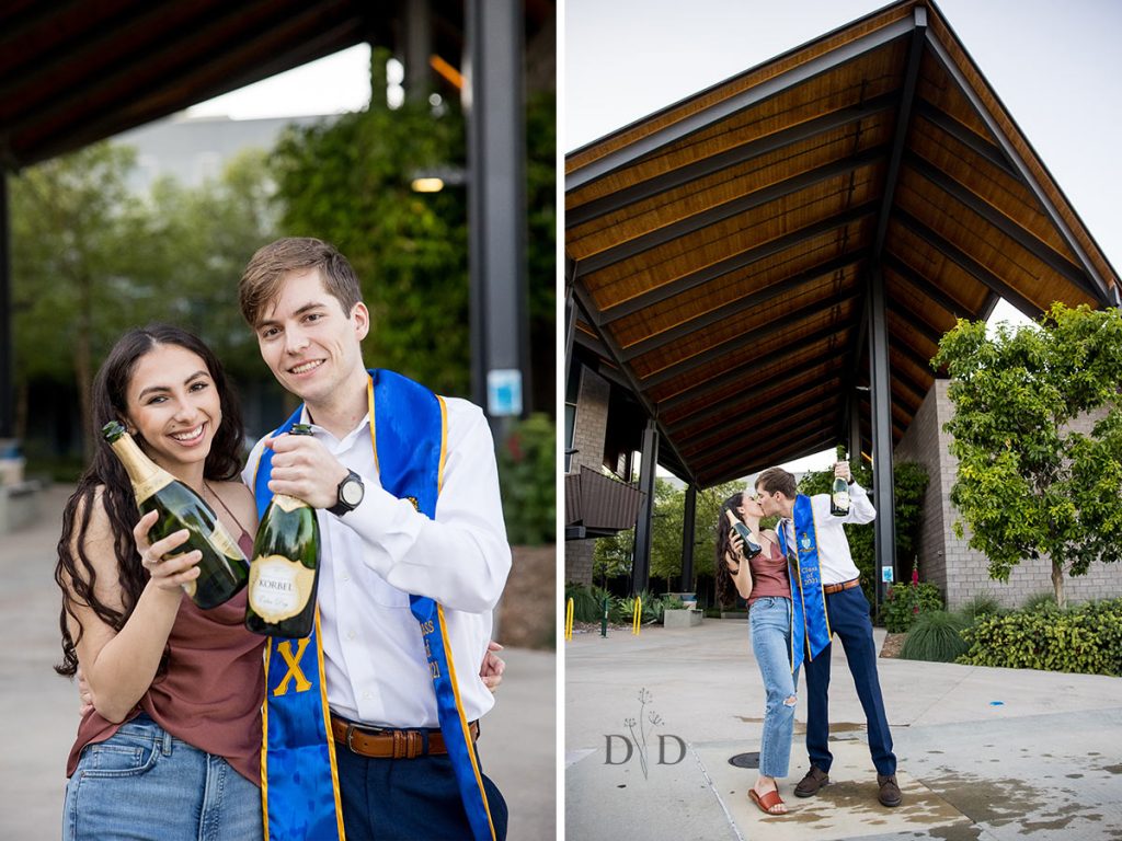 Grad Photos with Champagne Bottle