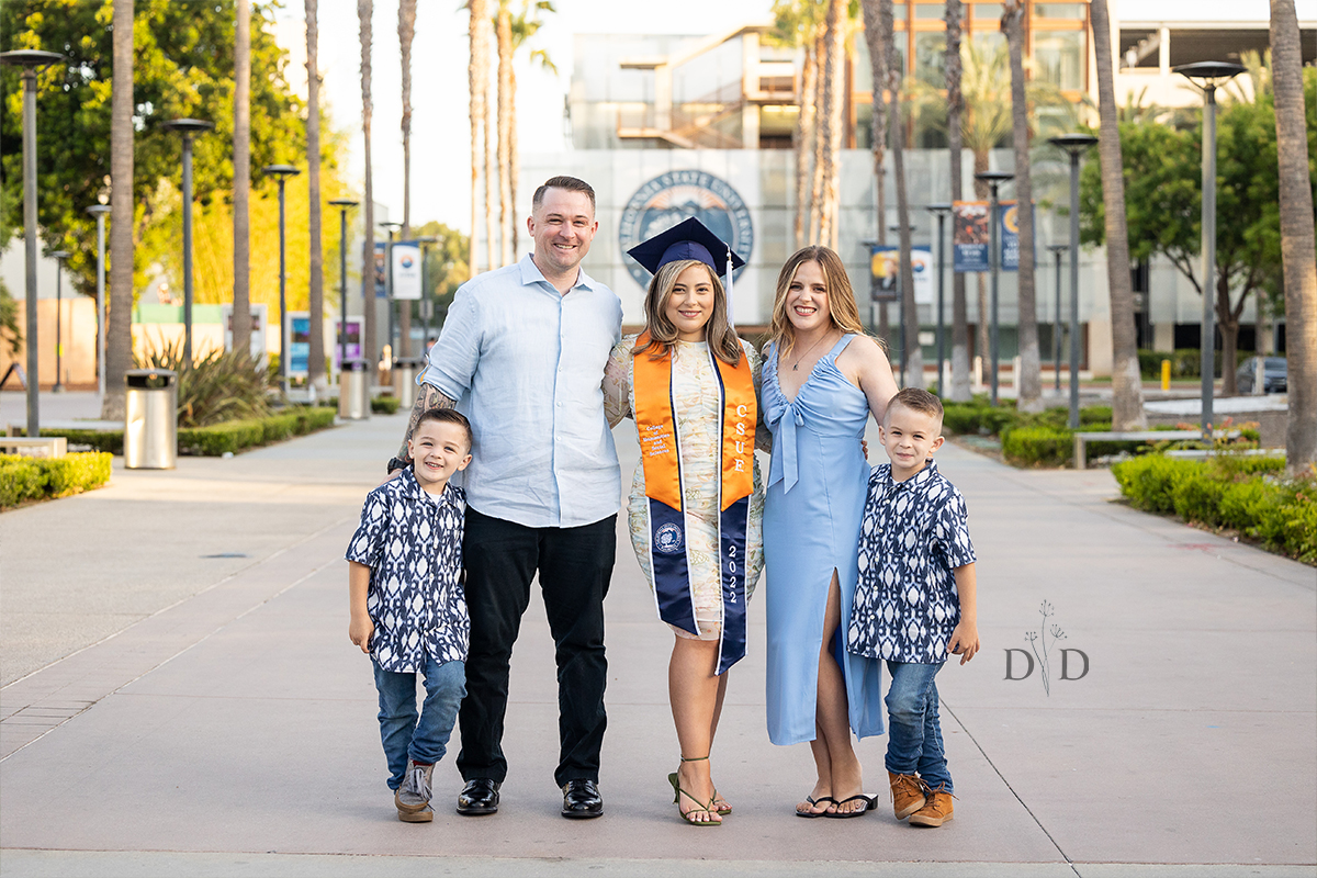 Cal State Fullerton Grad Photo with Family