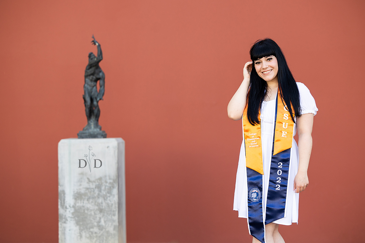 CSUF Graduation Photography with Statue