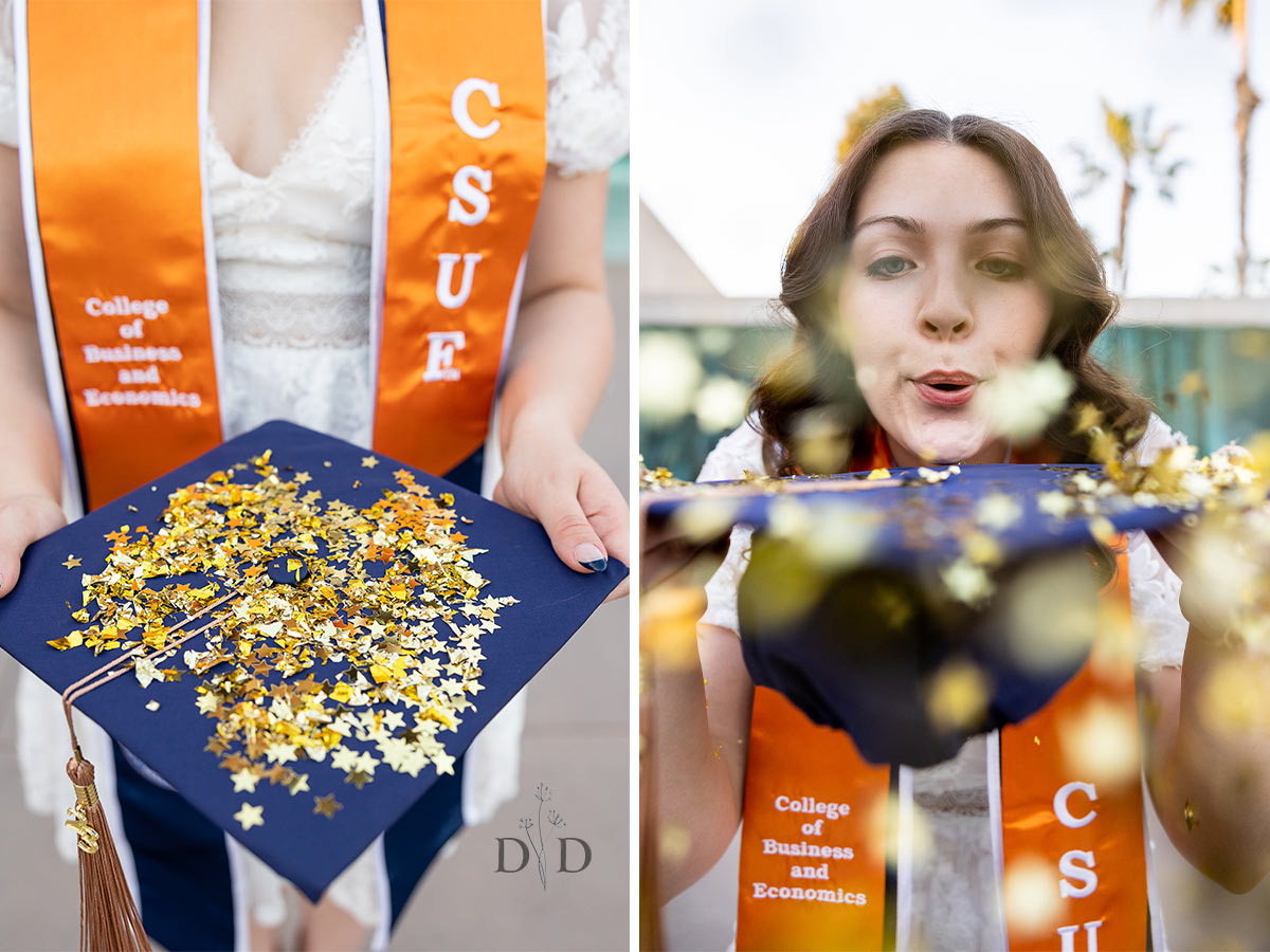 Grad Blowing Confetti