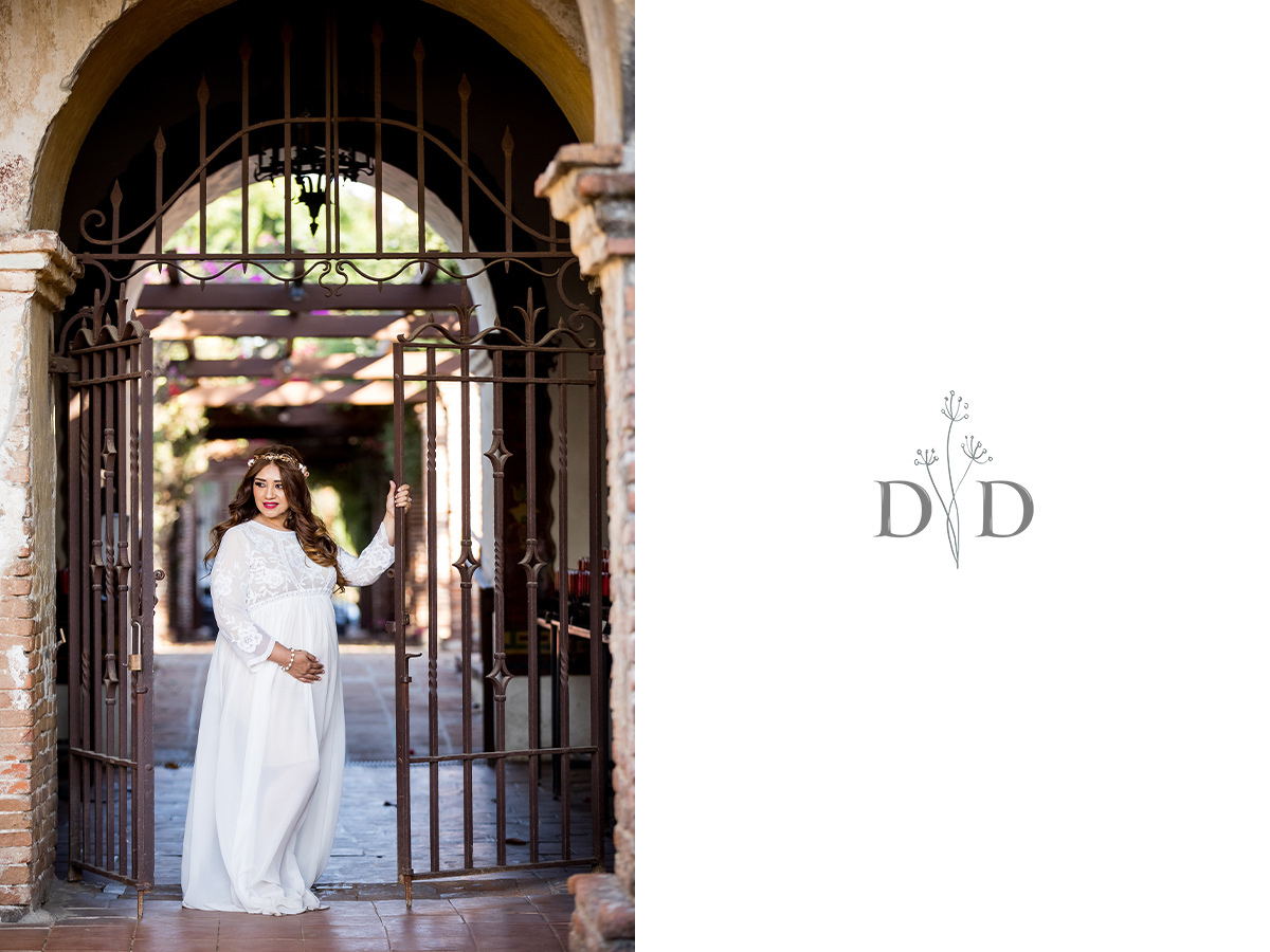 Maternity Photo with Metal Gate