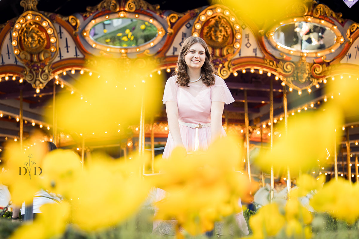 Grad Photo with Yellow Flowers