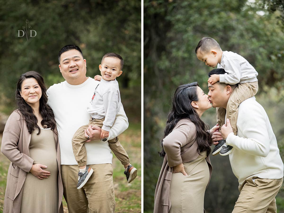 Family of four with one boy and a baby coming