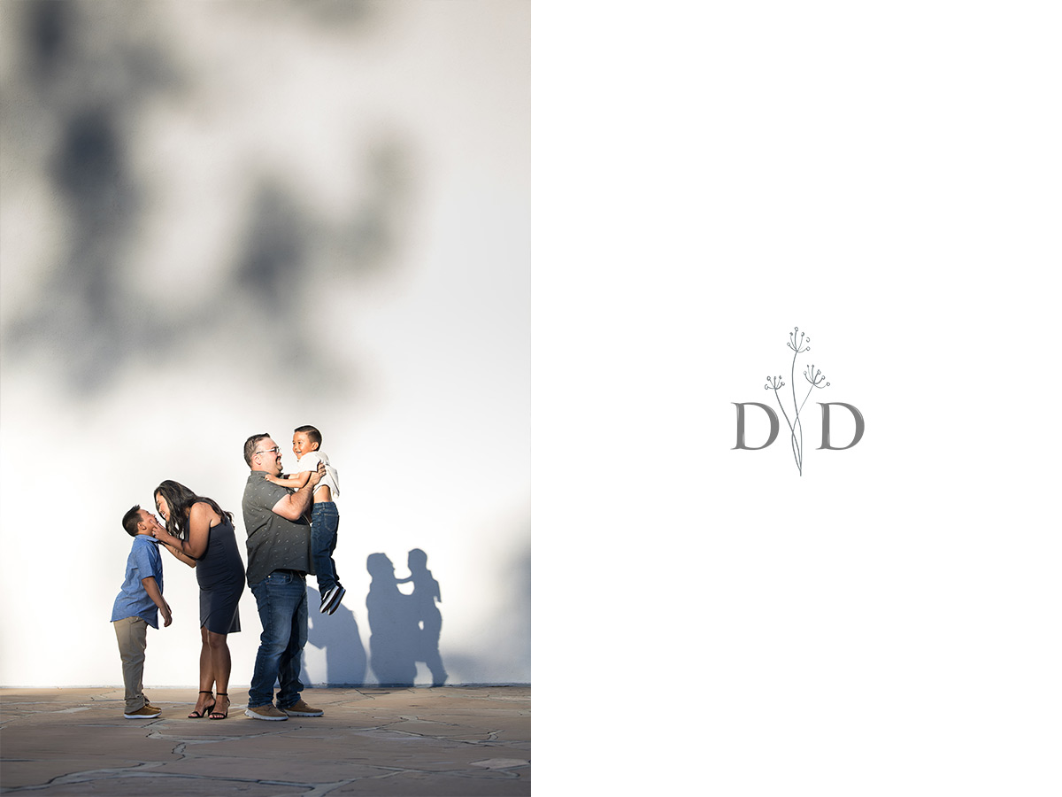 Family Photo with Shadows on a White Wall